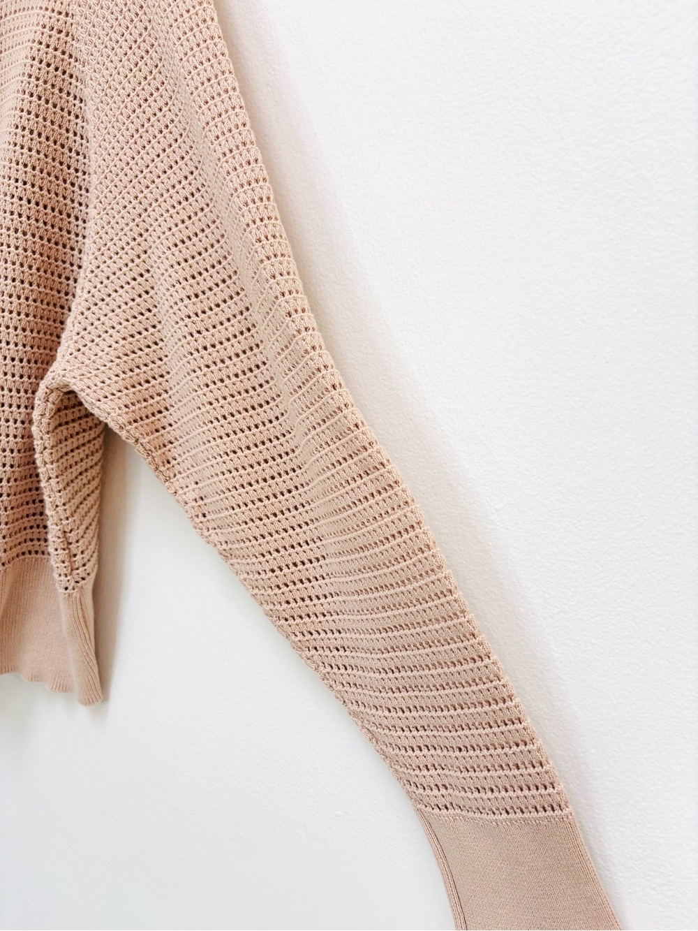 Varley Cameron Knit Cardigan Sweater Full Zip Cotton Moonlight Beige Large - Picture 6 of 14